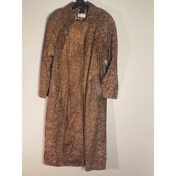 Vera Pelle Embossed Leather Coat Stamped Soft Amazing Sz L Ren Fair Fairycore - Picture 3 of 8